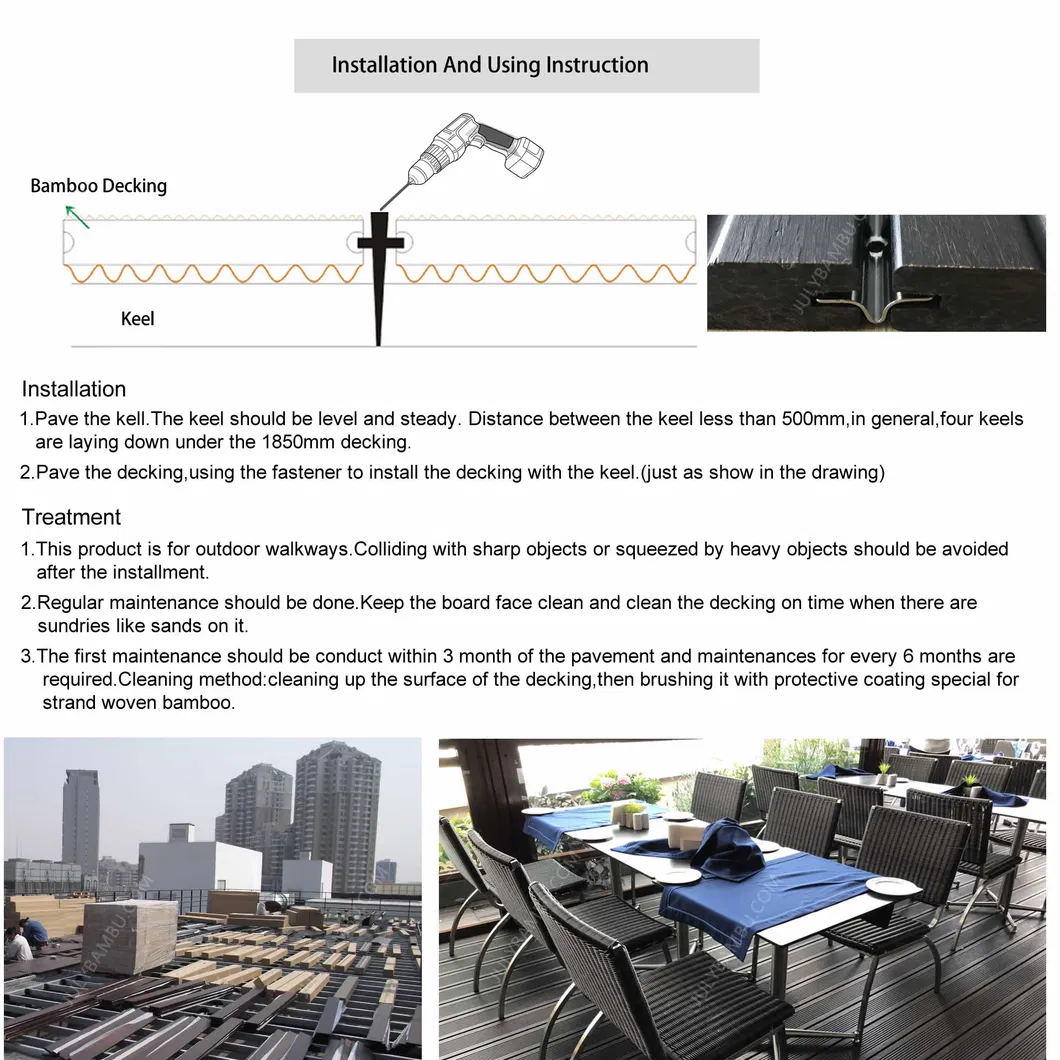 Waterproof Outdoor Building Materials Home Decoration Treated Bamboo Terrace Decking