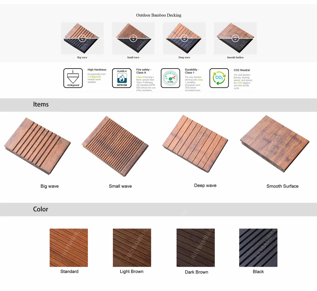 Waterproof Outdoor Building Materials Home Decoration Treated Bamboo Terrace Decking