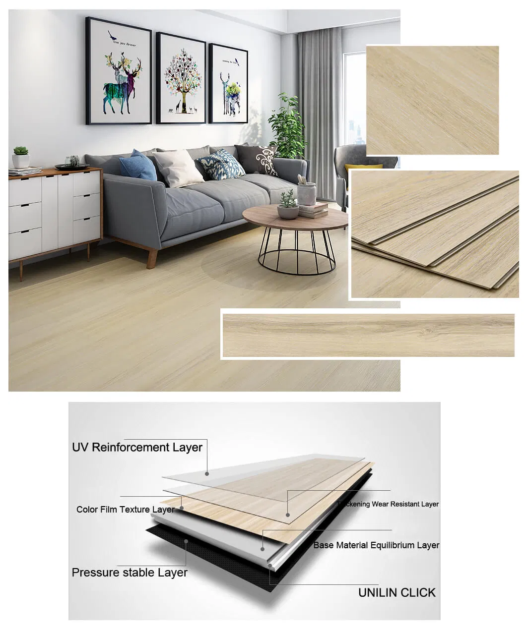 Waterproof Pisos Laminados Plastic Laminate Flooring Wooden Click Lock Plank PVC Vinyl Floor Tile