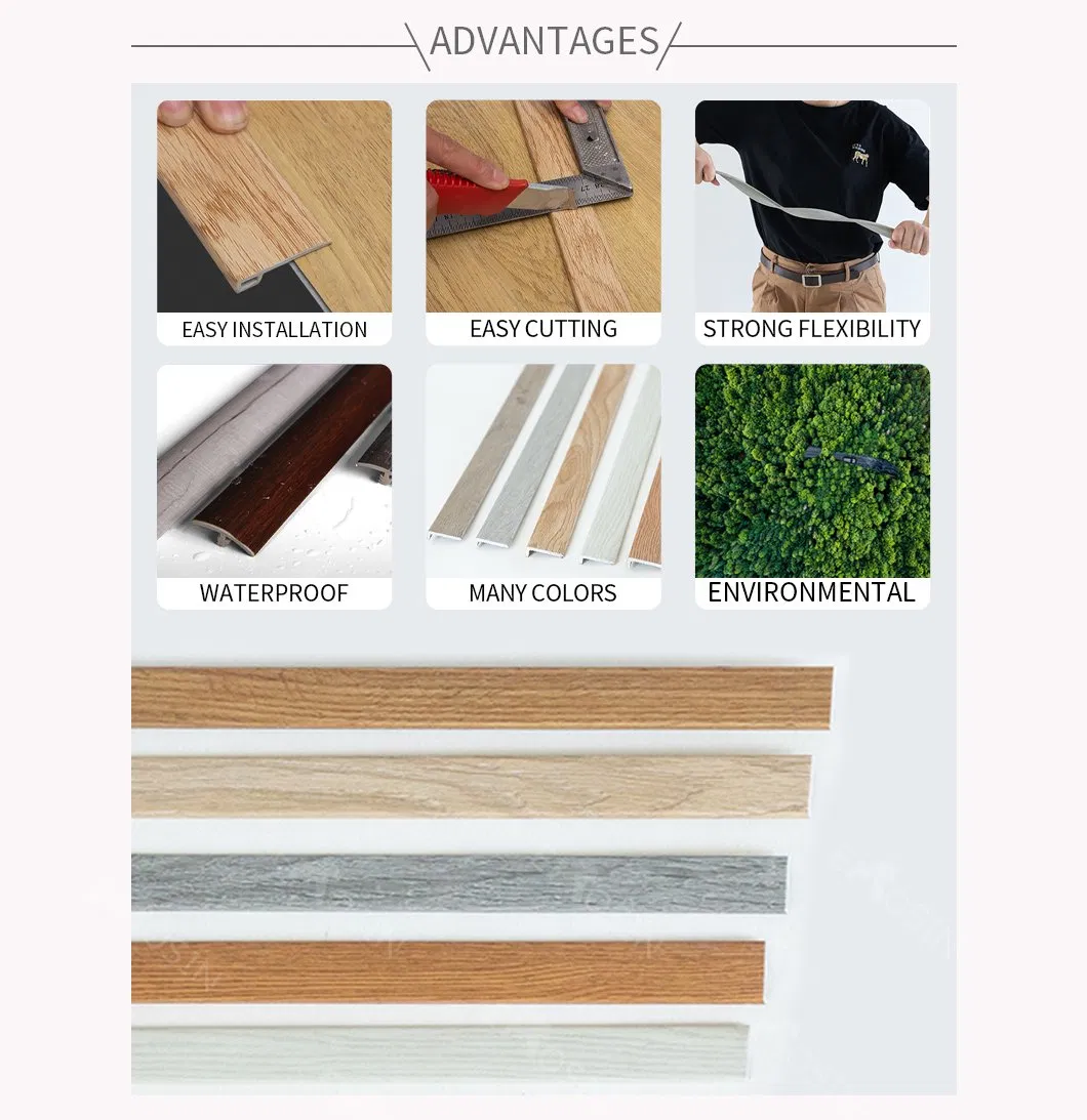 Wear Resistant Wood Grain PVC Skirting of Floor Accessories for Interior Finish