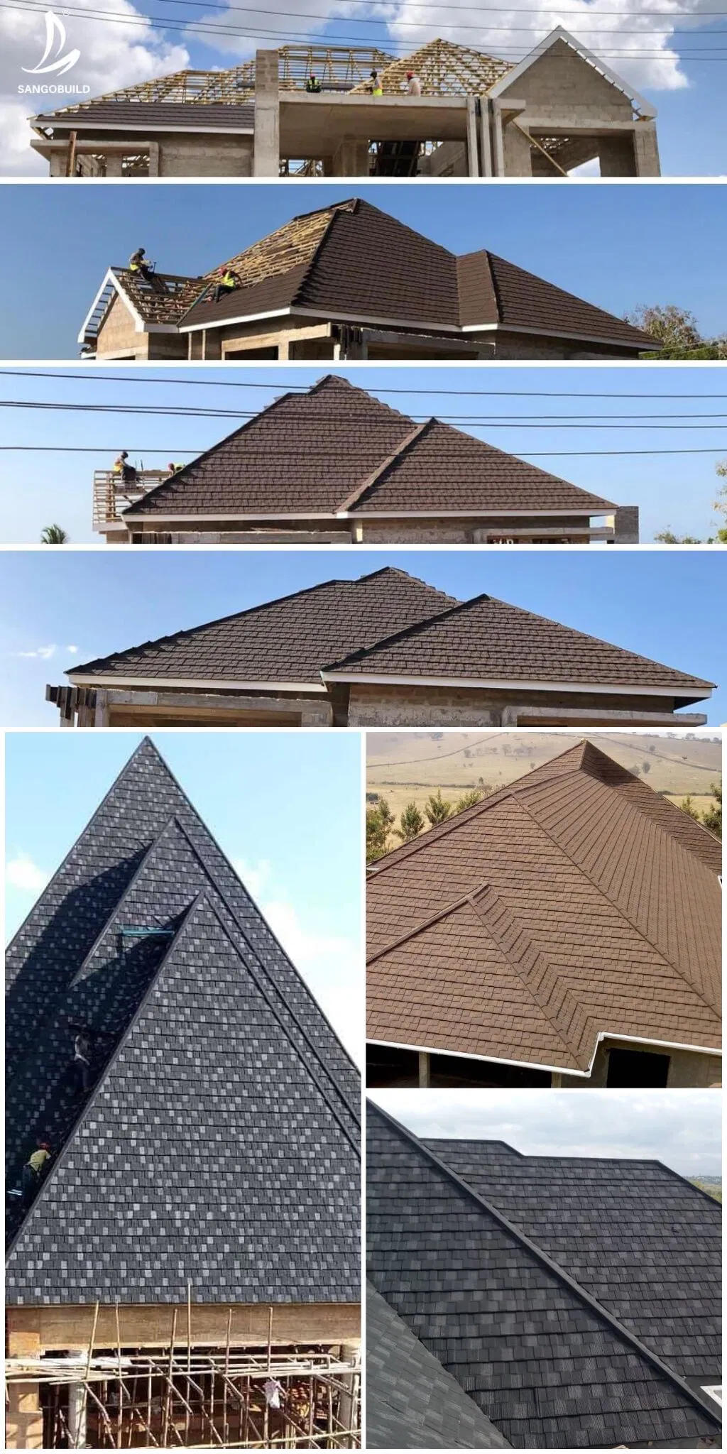 West Africa Colored Stone Coated Zinc Steel Roof Tiles Construction Roof Corrugated Tile Roofing 1340*420 mm