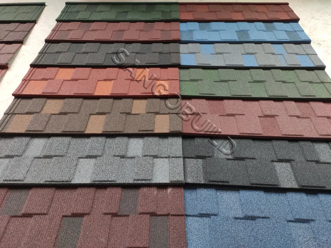 West Africa Colored Stone Coated Zinc Steel Roof Tiles Construction Roof Corrugated Tile Roofing 1340*420 mm