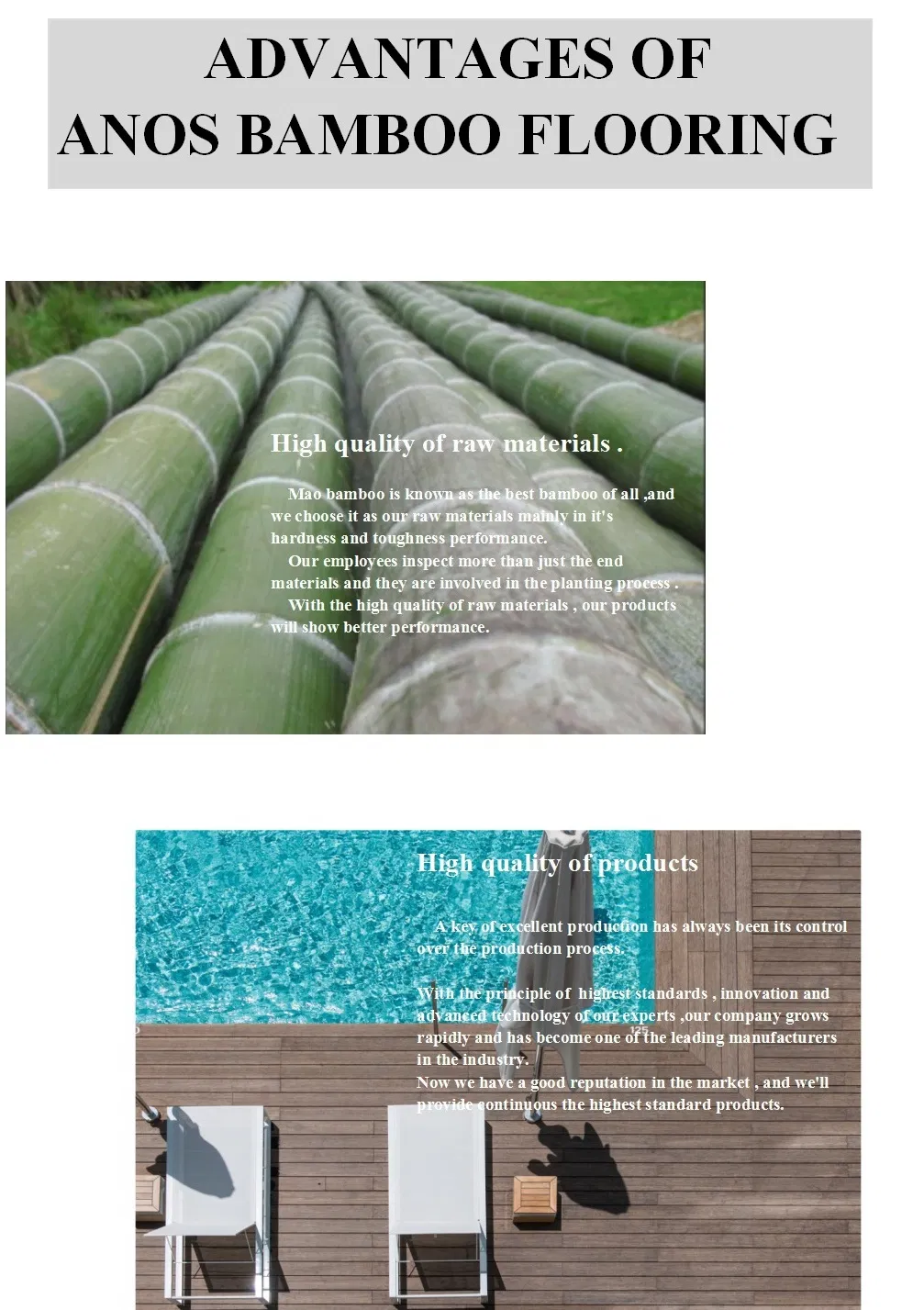 Wholesale Mildewproof Top Grade Outdoor Bamboo Laminated Floors