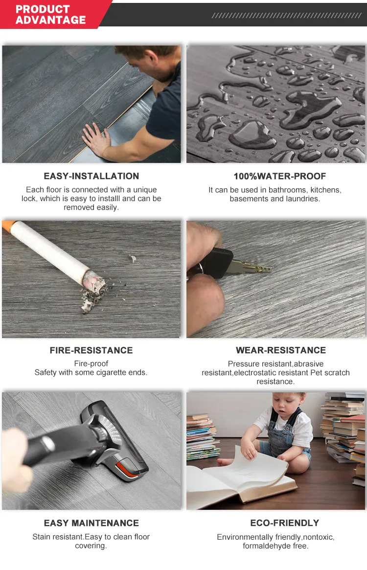 Wholesale Wood Veneer Waterproof Uniclic Rigid Vinyl Plank Spc Flooring