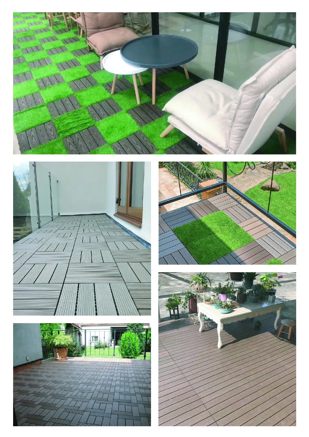 Wood Composite Deck Tile 12" X 12" WPC Co-Extrusion Garden Patio Flooring Interlocking Tiles