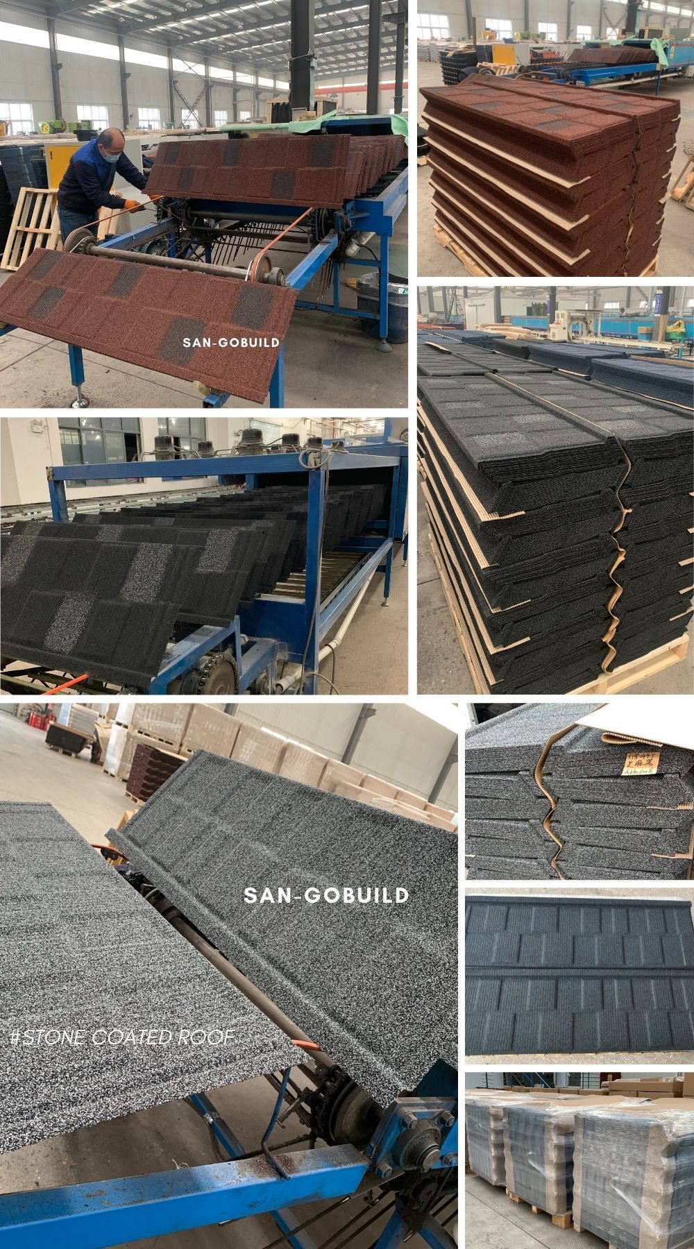 Zimbabwe Zambia Corrugated Roofing Sheet 1340*420mm Stone Coated Roofing Tiles for Villa with Roof Accessories