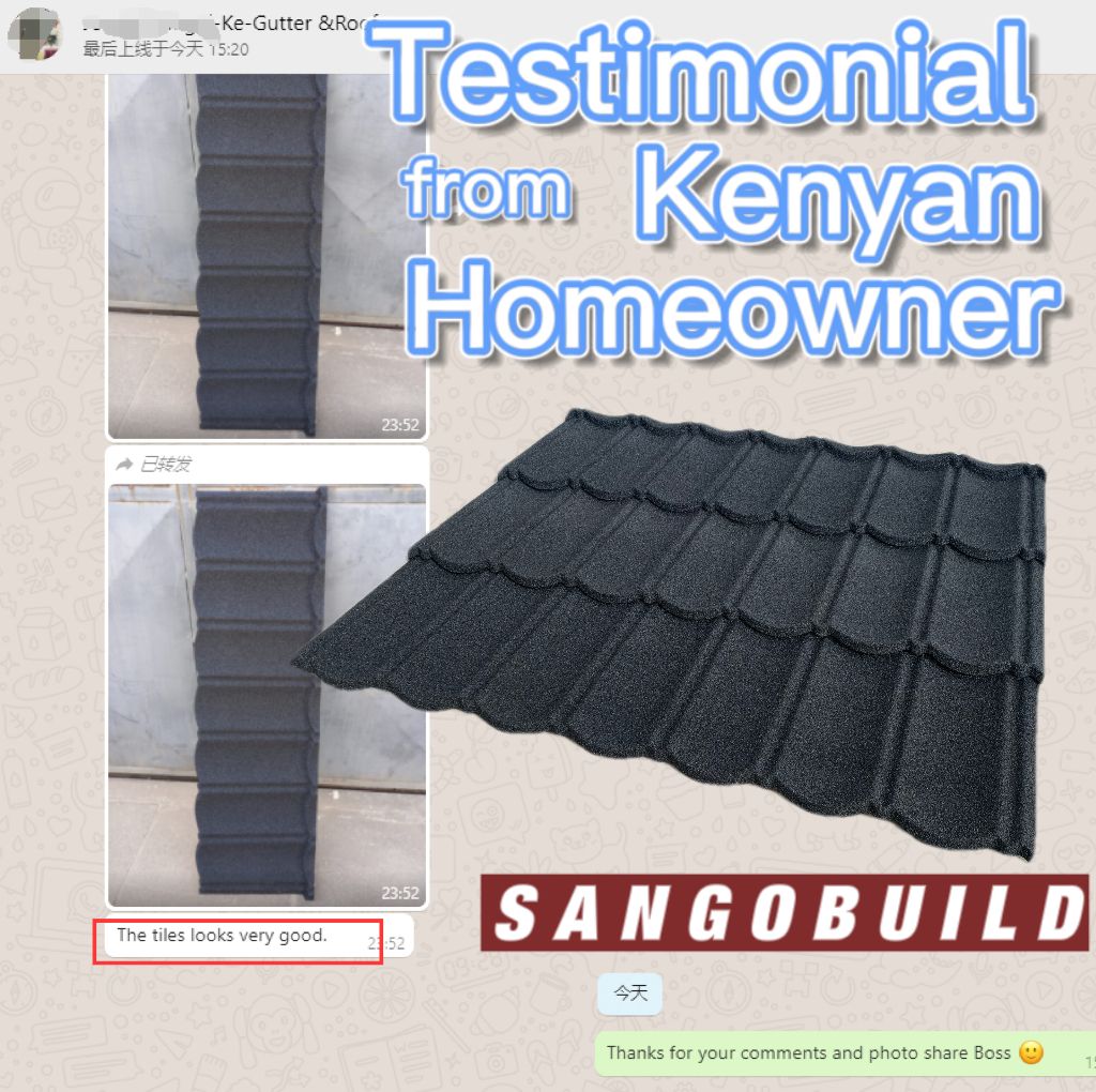 Zimbabwe Zambia Corrugated Roofing Sheet 1340*420mm Stone Coated Roofing Tiles for Villa with Roof Accessories