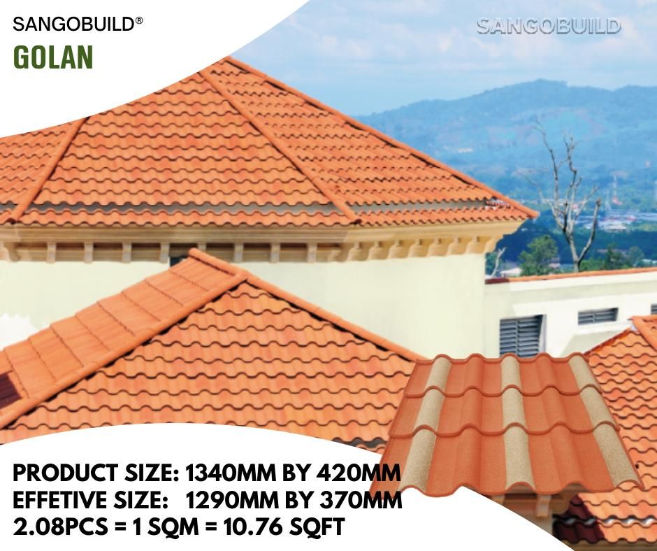 Zimbabwe Zambia Corrugated Roofing Sheet 1340*420mm Stone Coated Roofing Tiles for Villa with Roof Accessories